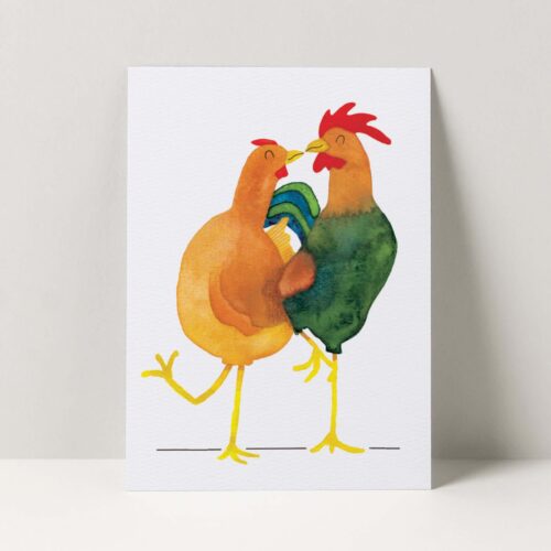 wenskaart kip en haan verliefd