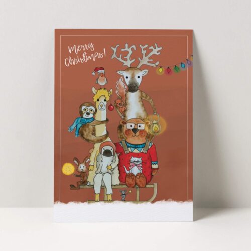 kerstkaart slee