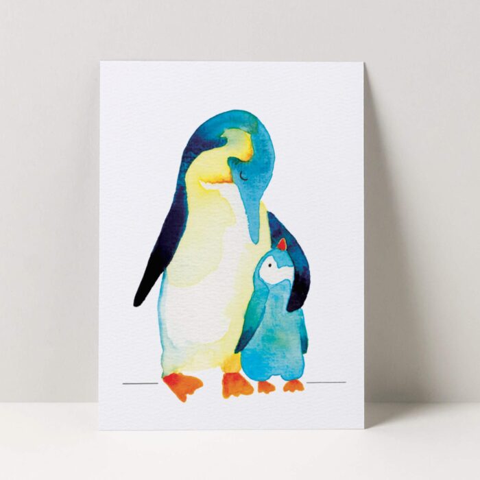 wenskaart grote en kleine pinguin