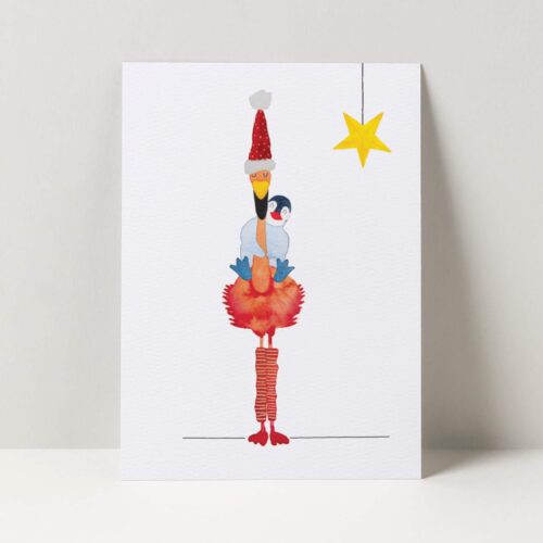 kerstkaart flamingo