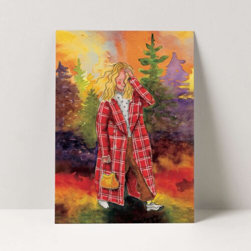 wenskaart herfstmeisje